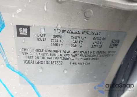 2013 Cadillac Ats Luxury из США, поврежденный, VIN 1G6AH5RX4D0157632